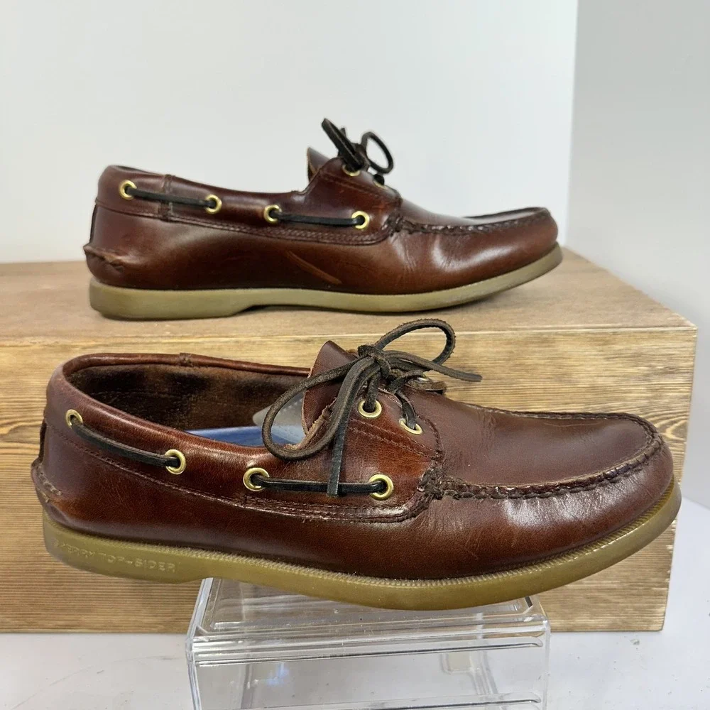 Sperry For Dillards Top Sider Leather Deck Shoes Mens 8W Preppy Academia Retro